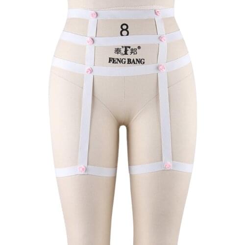 Bridal wedding Leg Garter Belt Pink High Waist Punk Flower White Stockings Garter Belt Women Sexy Lingerie Bondage Body Harness