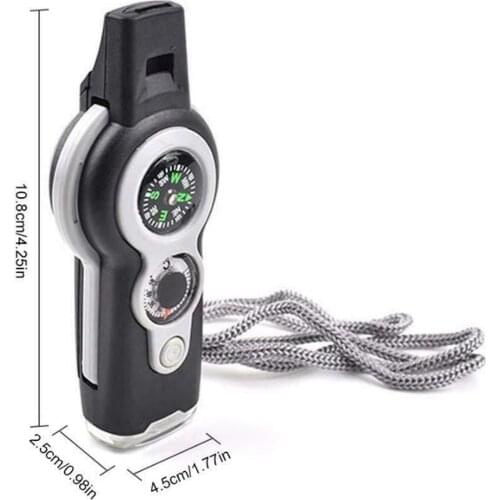7in1 Emergency Survival Hiking Safety Whistle & Magnifier Flashlight Compass Outdoor Tools