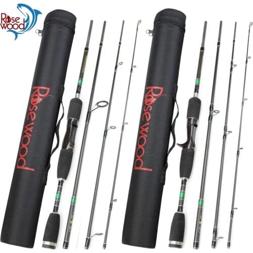 RoseWood 1.98m Travel Fishing Rod Carbon Casting Lure Rod 4 Sections Carp Fishing Pole With Portable Bag