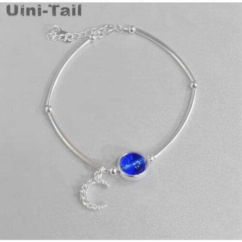 Uini-Tail hot new 925 sterling silver fresh blue planet moon bracelet sweet fashion tide flow high quality hand jewelry ED546