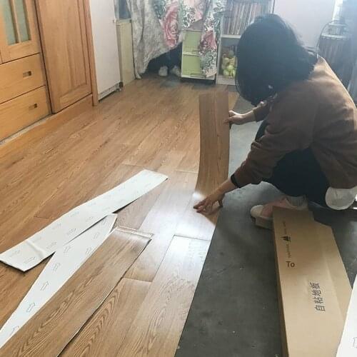 Bedroom Decor Room Decoration Wood Grain PVC Floor Stickers Waterproof Adhesive Cement Sticker Thickened Plastic Leather