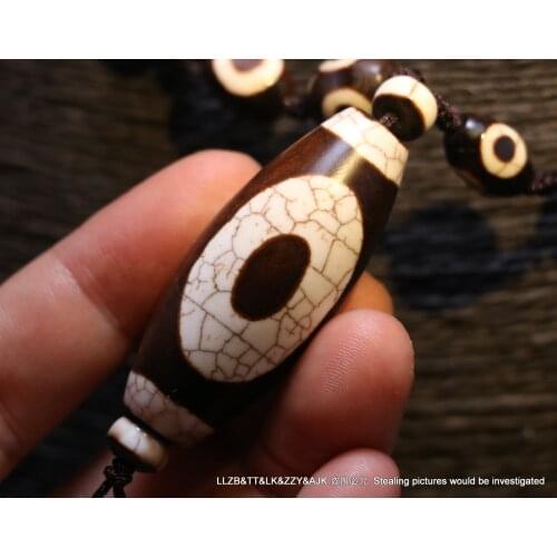 Treasure Unique Ultra Magic Tibetan Old Agate 1 Eye WANZI Master Large Drum S dZi Bead Amulet NECKLACE Pendant Timestown UPD22