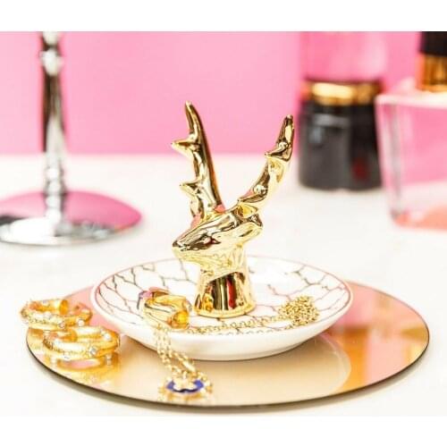 Deer Shaped Gold Color Jewelry Hanger Organizer Jewelry Display Earrings Necklace Model Storage Tray Decorative Ornaments Craft