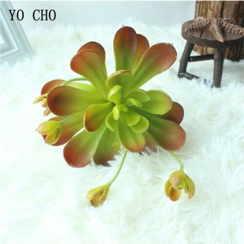 YO CHO 1PC Red Artificial Lotus Succulent Plants For Tropical Party Decoration DIY Fake Leaf Plant Home Garden Bar Office Decor