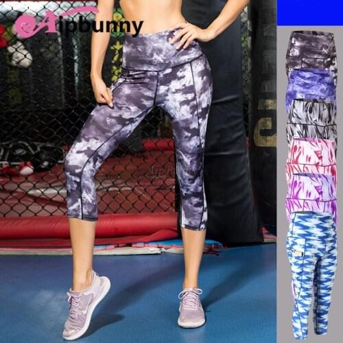 Hot Sale Camouflage Printed Women Workout Fitness High Waisted Calft Length Leggings Pocket Sweat Sporting Pants Femme Trousers