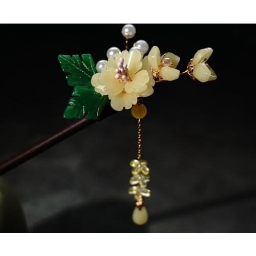 Vintage Handmade Tassels Chinese Wood Hair Sticks For Women Ethnic Flower Hair Pins Barrettes Fashion Hair Jewelry Accessories