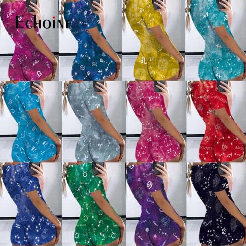 Echoine Women Short Sleeve V Neck Sexy 12 zodiac Onesies Playsuit Pajama Romper Bodycon Lady Jumpsuit Shorts Leotard Home Wear