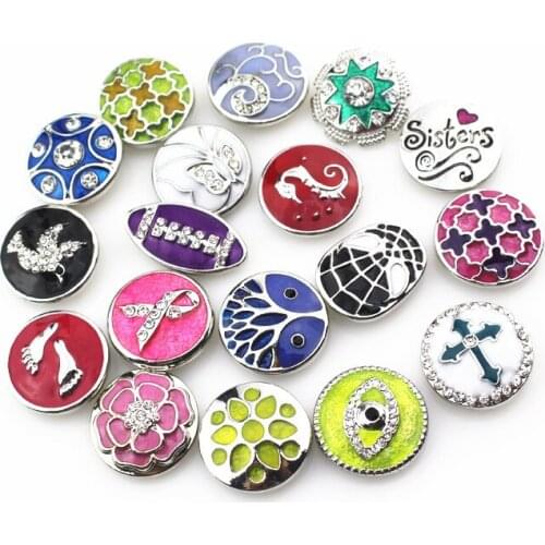 10pcs/lot mix random different designs metal snaps buttons 18mm ginger button snap pendant/bracelet charms diy jewelry
