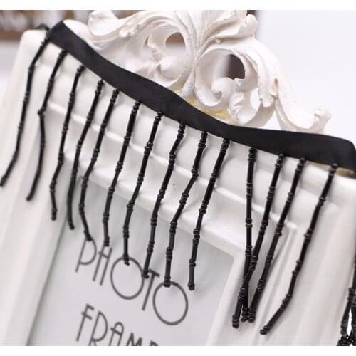 10Yards Bohemian Black Fringe Beading Lace Trim Sewing Garment Supplies Beads Ribbon With Tassels For Shoes Dress Decoration