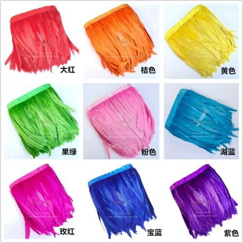 10 yard /lot Chicken Feather Trims Trim 15-20cm/6-8inch feathers for crafts Accessories dress Wedding plumes diy plume