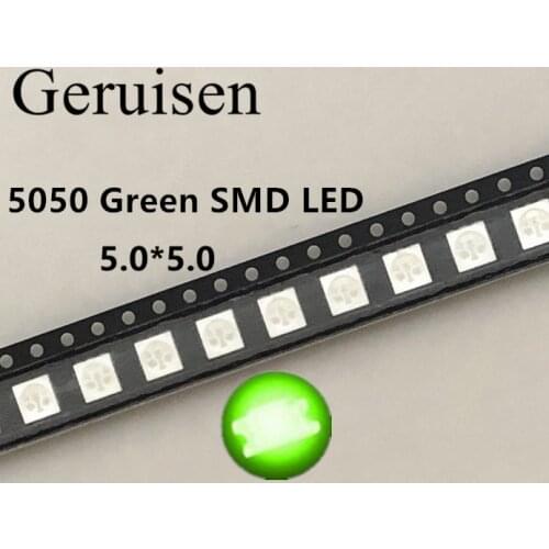 100PCS 5050 SMD Green PLCC-6 3-CHIPS 9000 MCD Ultra Bright LED High quality light-emitting diodes 5050 Green LED 5050 Diodes