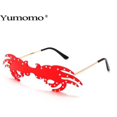 2021 Fashion Oversized Steampunk Sunglasses Women Men Brand Design Rhinestone Frameless Punk Sun Glasses UV400