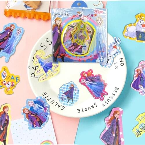 28 Sheets Disney Cartoon Stickers Disney Princess Frozen Toy Story Stitch Cars Tsum Tsum Mickey Children Removable Stickers Toys