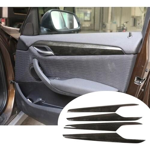 4pcs Black Wood Grain ABS Plastic Interior Door Decoration Panel Cover Trim for BMW Old X1 E84 2011-2015 Models Accessories