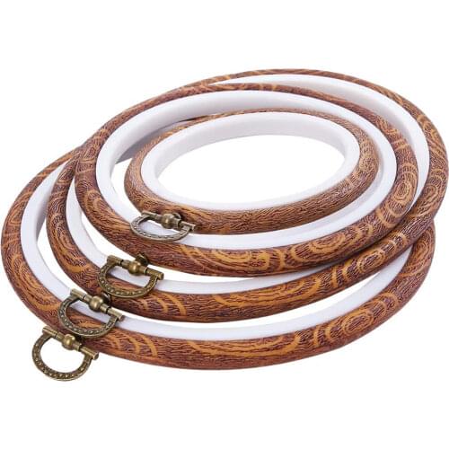 4 Pieces Embroidery Hoop Ring Plastic Cross Stitch Hoops Set Cross Stitch Machine Round Loop Hand Household Sewing Tools