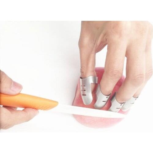 4Pcs/set Adjustable Stainless Steel Finger Hand Guard Finger Protector Knife Slice Chop Safe Slice Cooking Tools