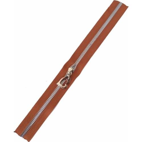 Hooded Zipper 30 cm Silver Metal Tan