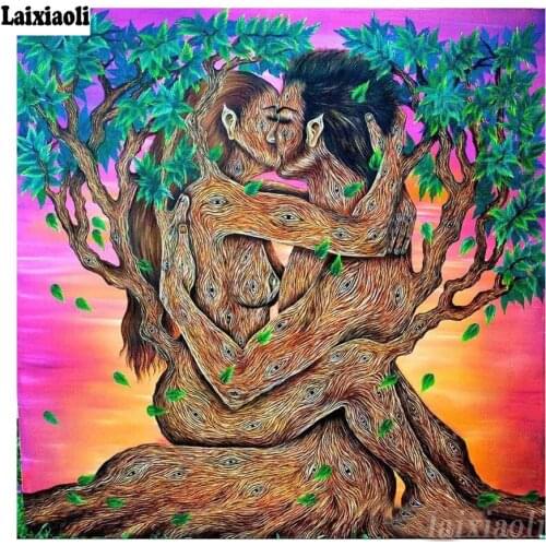5D DIY Diamond Embroidery abstract couple tree kiss Diamond Painting fantasy lovers Cross Stitch Rhinestone bedroom decoration