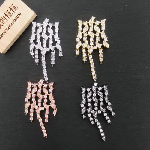 APDGG 31x65mm Gold plated cubic zircon CZ Micro Pave Chain connector Pendant necklace Jewelry DIY