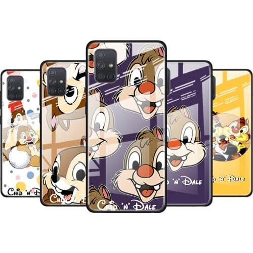 Disney Chip 'n' Dale cute for Samsung Galaxy S21 Ultra A71 A51 4G 5G A91 A81 A41 A31 A21 A11 A01 Tempered Glass Phone Case