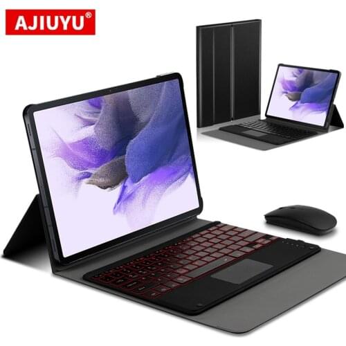 AJIUYU Keyboard Case For Samsung Galaxy Tab S7 FE 12.4" SM-T730 T736 Case Tablet Bluetooth Keyboard Protective Cover Smart Case