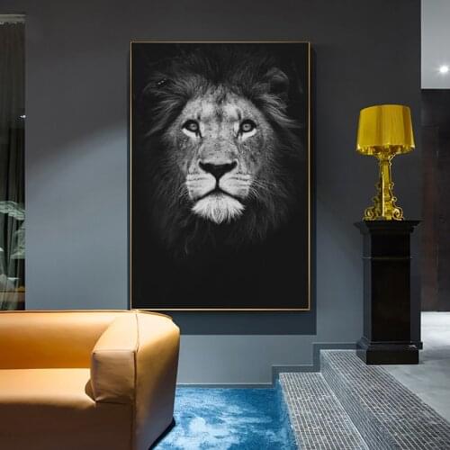 Black And White Animal Posters And Prints Lion Zebra Elephan Large Artwork Wall Art Canvas Pictures Home Decoration Painting