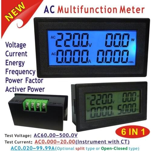 AC60~500V 20A 100A Digital Voltage Meters indicator Power Energy Voltmeter Ammeter current Amps Volt wattmeter tester detector