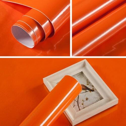 Glossy Solid Self Adhesive Vinyl Wallpaper PVC Waterproof Film Contact Paper Furniture Desktop Wardrobe Door Stickers Removable