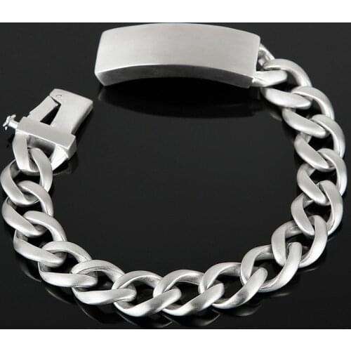 Name Bar ID Bracelet for Men Matter Stainless Steel Cuban Curb Link Chain Engraveable Mens Wrist Bracelets Bangle With Gift Bag