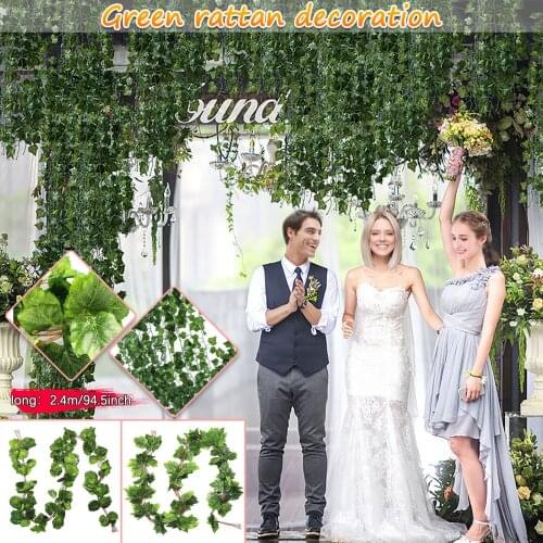 2.4M Artificial Green Garland Leaves Vine Fake Vines Rattan Artificial Plants Ivy Wreath Wall Decor Wedding Decoration
