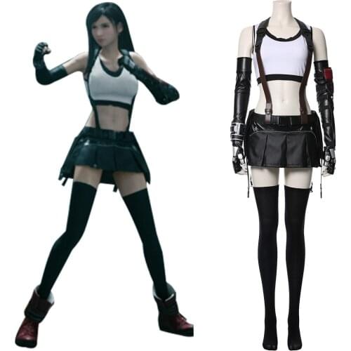 Final Fantasy VII Cosplay FF Tifa Cosplay Costume Adult Women Girls Vest Uniform Shoes Suit Halloween Carnival Costumes