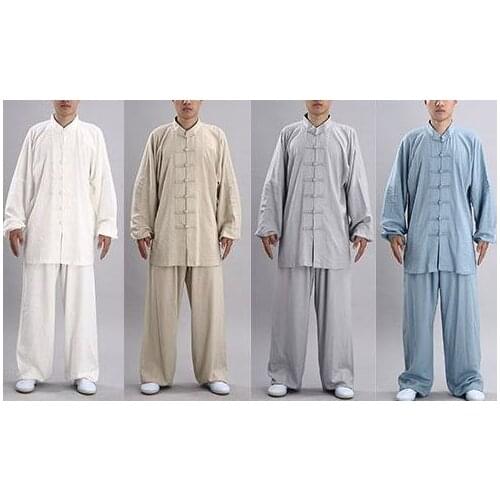 High quality cotton& linen Tai chi suit suits kung fu clothing costume martial arts uniforms Spring&Summer gray/white