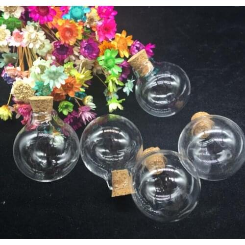 100pieces Glass Cork Bottles Mini Clear Glass Bottle Vials Empty Sample Jars Round Vial Wishing Bottle DIY Pendants jewelry