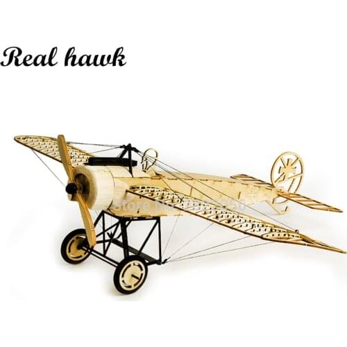 Laser Cut Balsa Wood Airplane Model Fokker-E Aircraft Wood Craft Construction Kit DIY 3D Wooden Puzzle Toy for Self-Assembly