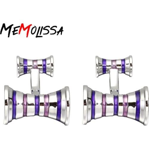 MeMolissa New Cufflinks Double Sided Design Striped Purple Copper Material Personality Gemelos Para Camisas Mens Jewely