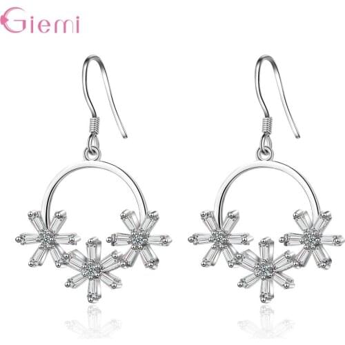 Fashion Temperament 925 Sterling Silver Cubic Zircon Hook Earring for Women Girl Simple Sweet Dangel Earring Jewelry Bijoux