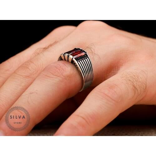 Original 925 Sterling Silver Ring for Men With Special Cut Zircon Stone Fashion Man Jewellery Gift Rings All sizes