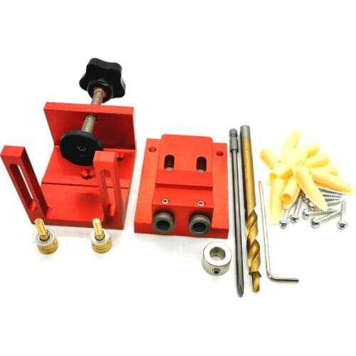 Adjustable Pocket Hole Jig Kit 9mm Angle Drill Guide Woodworking Tool Hole Puncher Locator Jig Drill Bit Carpentry Tools