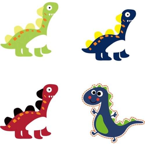 Cute Animals Dinosaur Patches For Clothing DIY T-shirt Patches Iron On Heat Transfers Kid Washable Thermal Sticker On Badges