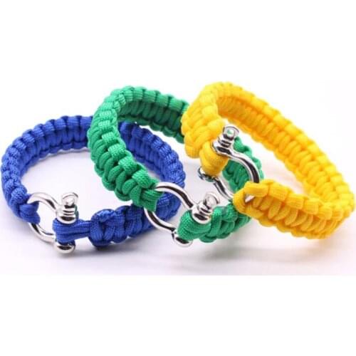 Outdoor Camping Emergency Braided Adjustable Survival Bracelet Stainless Steel Buckle Outdoor Wristband Ladies Umbrella Rope