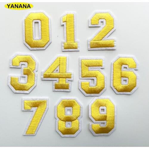 Number Embroidery Patches for T shirt Iron on Stripes Appliques Clothes Stickers Clothing Badges DIY clothing