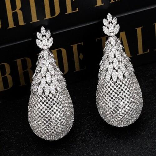 Bride Talk Top Selling Luxury Crystal Women Earrings Cubic Zirconia Big Water Drop Exquisite Jewelry For Wedding & Banquet Gift