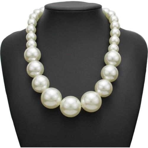 MANILAI Imitation Pearl Choker Necklace For Women Big Beads Statement Necklace Jewelry Bride Party Fashion Beaded Accessories