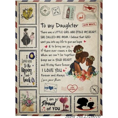 Throw blanket Letter TO My Daughter 3D Velvet Plush Blanket Bedspread For Kids Girls Sherpa Blanket Couch Quilt Cover Travel 04