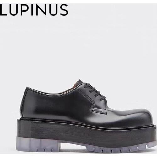 LUPINUS Luxury Brand Design Platform Women Derby Shoe 2021 New Transparent Bottom Women Flat Shoe Chunky Heel Women Single Shoe