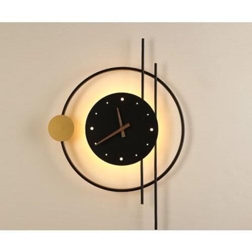 Nordic Clock Wall Lamp Modern Simple Living Room Dining Room TV Background Wall Decor Lamp Designer Creative Corridor Wall Light
