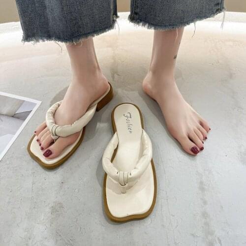 Rimocy Summer Casual Clip Toe Platform Slippers for Women 2021 New Solid Color Beach Flip Flops Woman Outdoor Flat Heels Slides