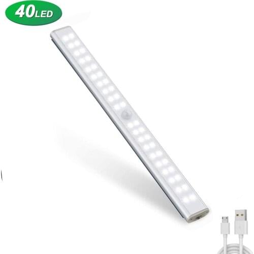 USB Rechargeable Sensor Cabinet Light 24 40 60 LED Motion Sensor Lights Magnetic Wireless Wall Lamp for Closet Wardrobe Kitchen