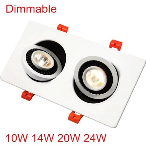 360 Angle Rotatable LED COB Recessed Downlight Square 10W 14W 20W 24W LED Ceiling Spot Light for Picture TV Background 110V 220V