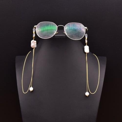 XlentAg Natural Square Baroque Pearl Pendant Glasses Hanging Hairpin Wedding Supplies Gift Fashion Jewelry (No Glasses) GH0041